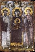 unknow artist The throne Virgin Mary with the child between ST Teodor and ST Goran, oil painting on canvas
